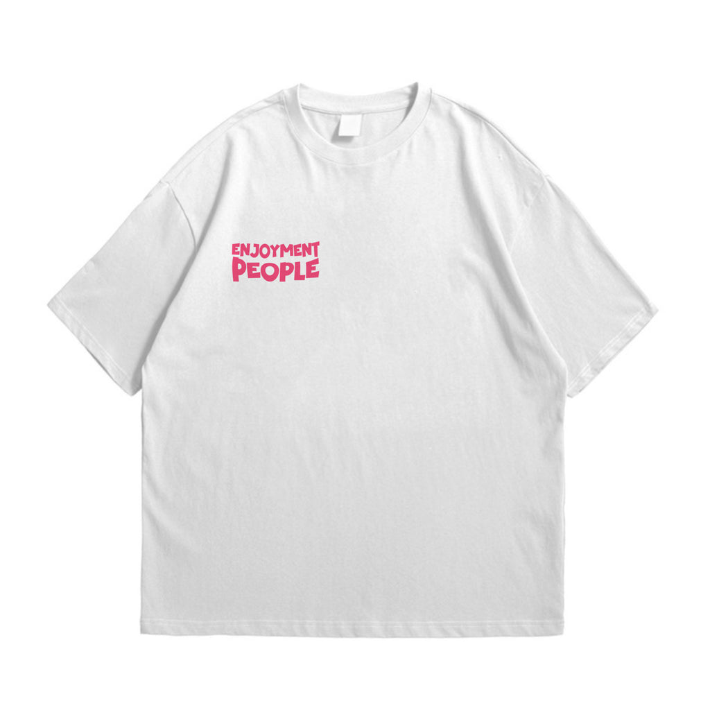 WHITE & PINK TEXT -EP HEAVY  TSHIRT